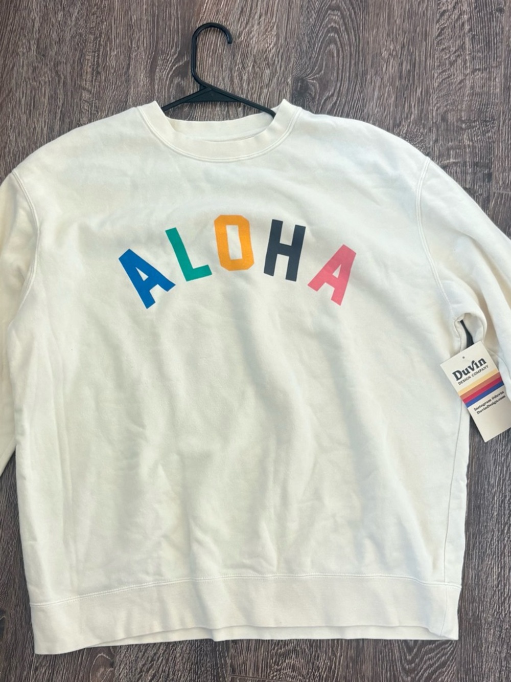 Aloha Rainbow Letter Cream Sweatshirt